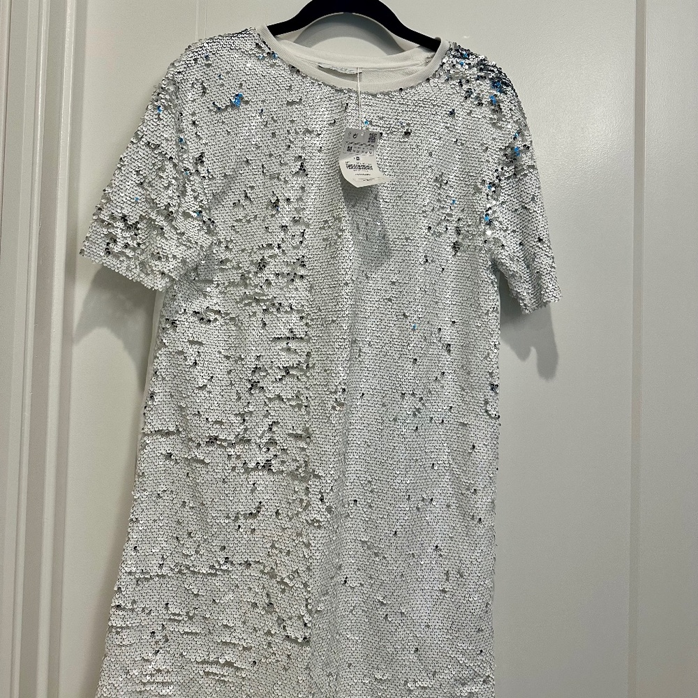 White Sequin Mini Dress
